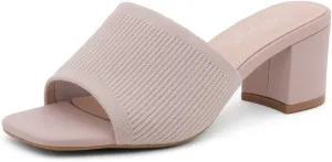 Herstyle Women's Low Block Heels 2025 – Slip-On Mules, Square Toe Comfortable Chunky Short Heeled Dress Sandals & Pumps for Wedding, Office & Everyday Wear