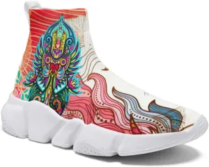 Hetios Mens Walking Shoes Graffiti Sneakers Running Shoes Sock Shoes Lightweight Comfy Breathable Multicolor