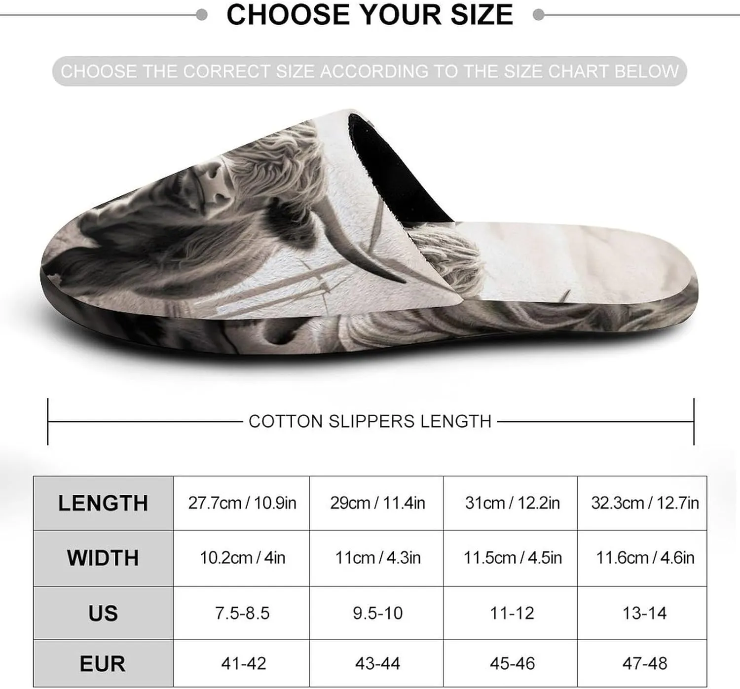 Highland Cow Windmill Men's Cotton Slippers Slip-on House Slippers Warm Home Shoses with Rubber Sole