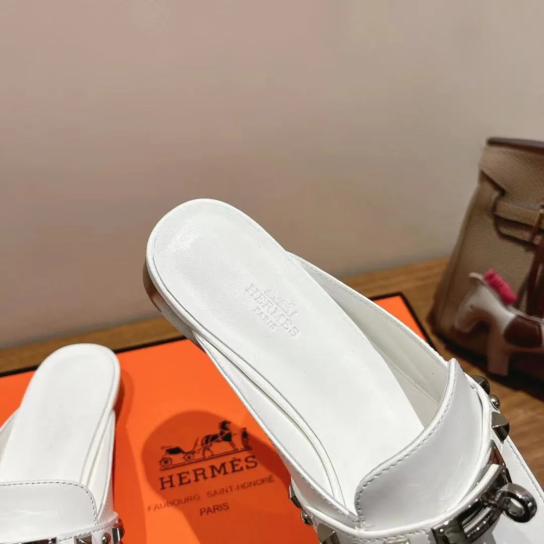 HM OZ Mule 25 White Calfskin