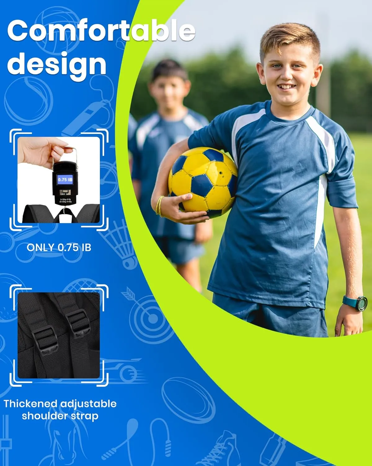 HMLIN Soccer Backpack,Basketball Backpack with Ball Compartment &Shoe Compartment,Sports Bag for Basketball,Soccer,Football& Volleyball