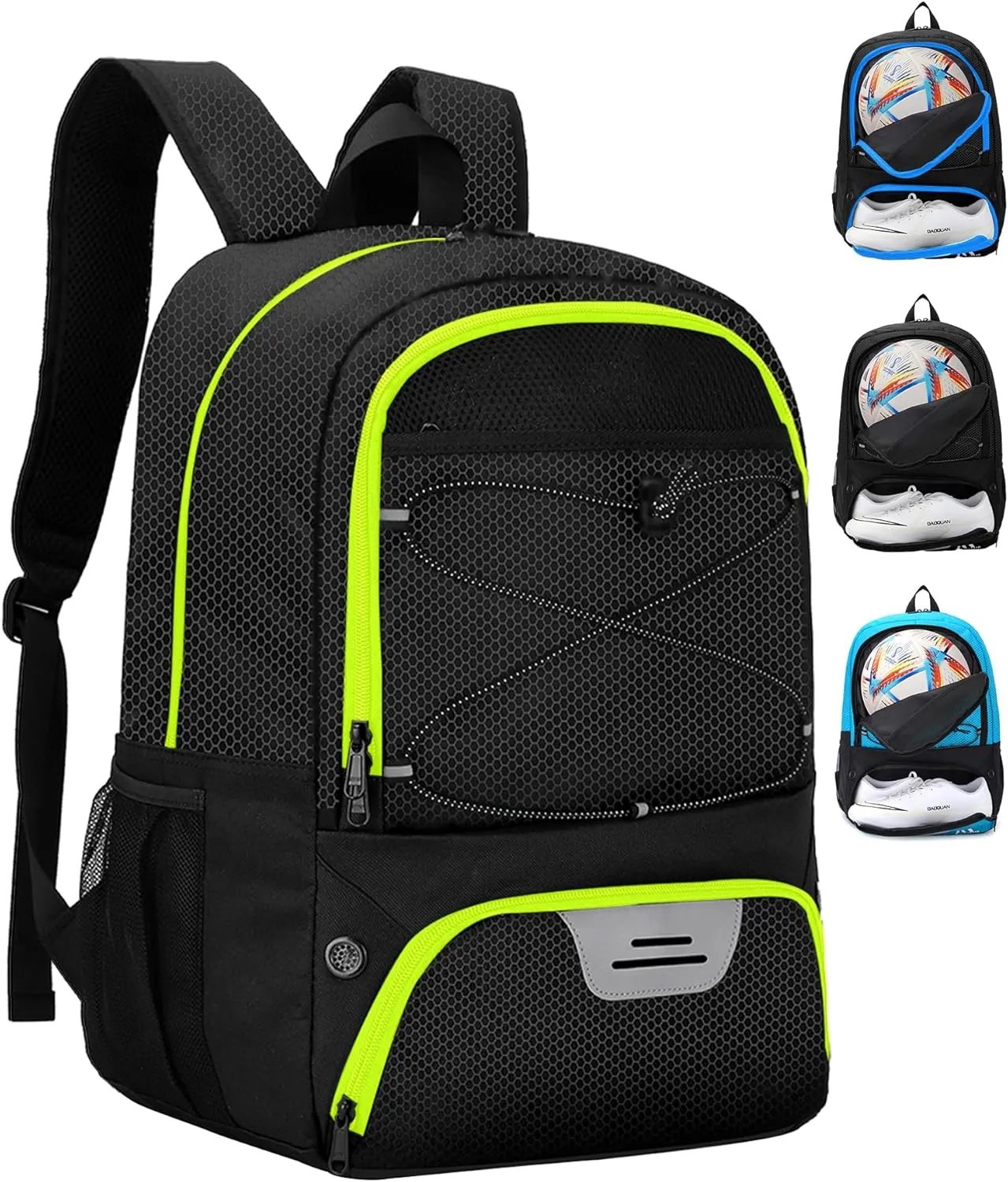 HMLIN Soccer Backpack,Basketball Backpack with Ball Compartment &Shoe Compartment,Sports Bag for Basketball,Soccer,Football& Volleyball