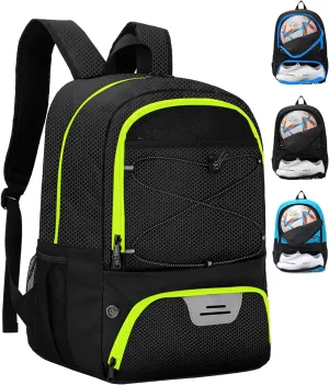 HMLIN Soccer Backpack,Basketball Backpack with Ball Compartment &Shoe Compartment,Sports Bag for Basketball,Soccer,Football& Volleyball