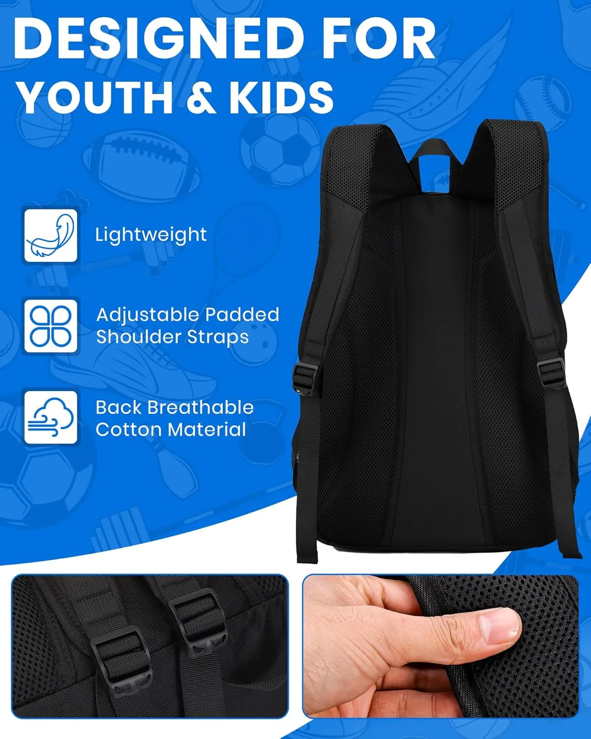 HMLIN Soccer Backpack,Basketball Backpack with Ball Compartment &Shoe Compartment,Sports Bag for Basketball,Soccer,Football& Volleyball