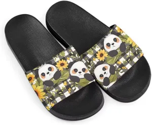 Howilath Cute Animal Women's Classic Open Toe Single Band Slip-On Flat Slide Sandal, Mandala Galaxy Butterflies Colorful Design Women Shower Slippers