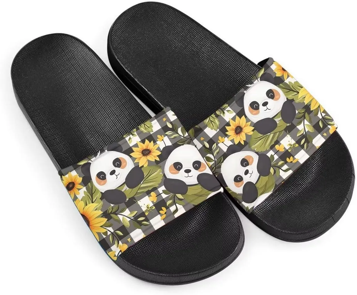 Howilath Cute Animal Women's Classic Open Toe Single Band Slip-On Flat Slide Sandal, Mandala Galaxy Butterflies Colorful Design Women Shower Slippers