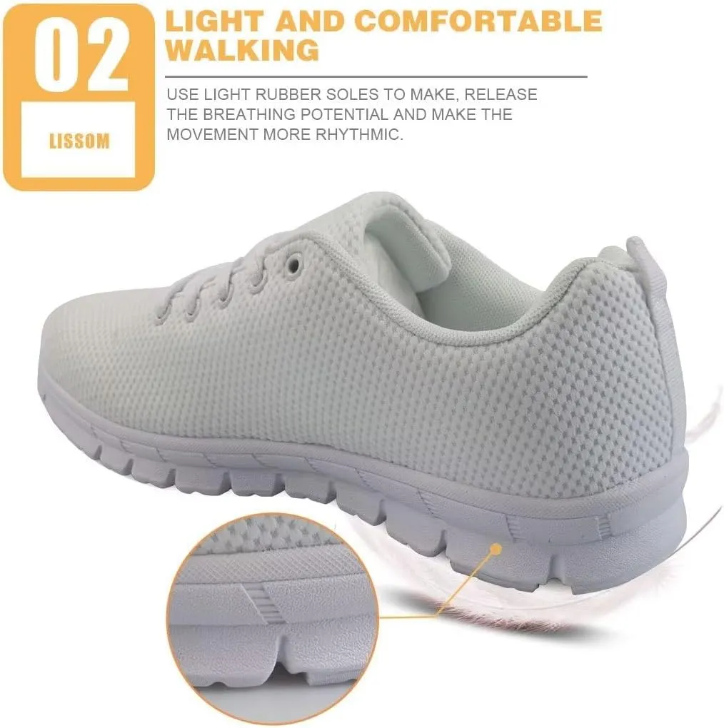 HUGS IDEA Women's Road Running Shoes Nurse Pattern Lightweight Sport Sneakers