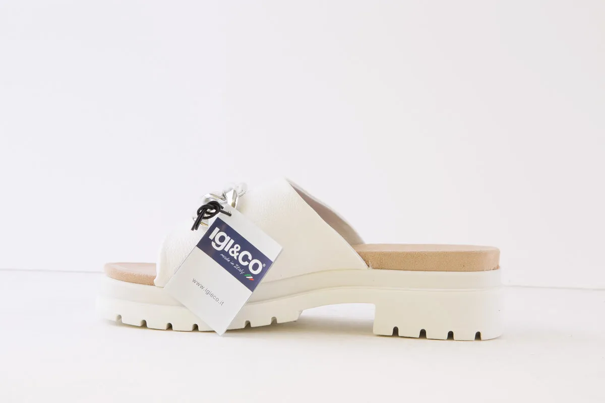 IGI & CO - 3675011 LOW HEEL CHUNKY MULE - WHITE LEATHER