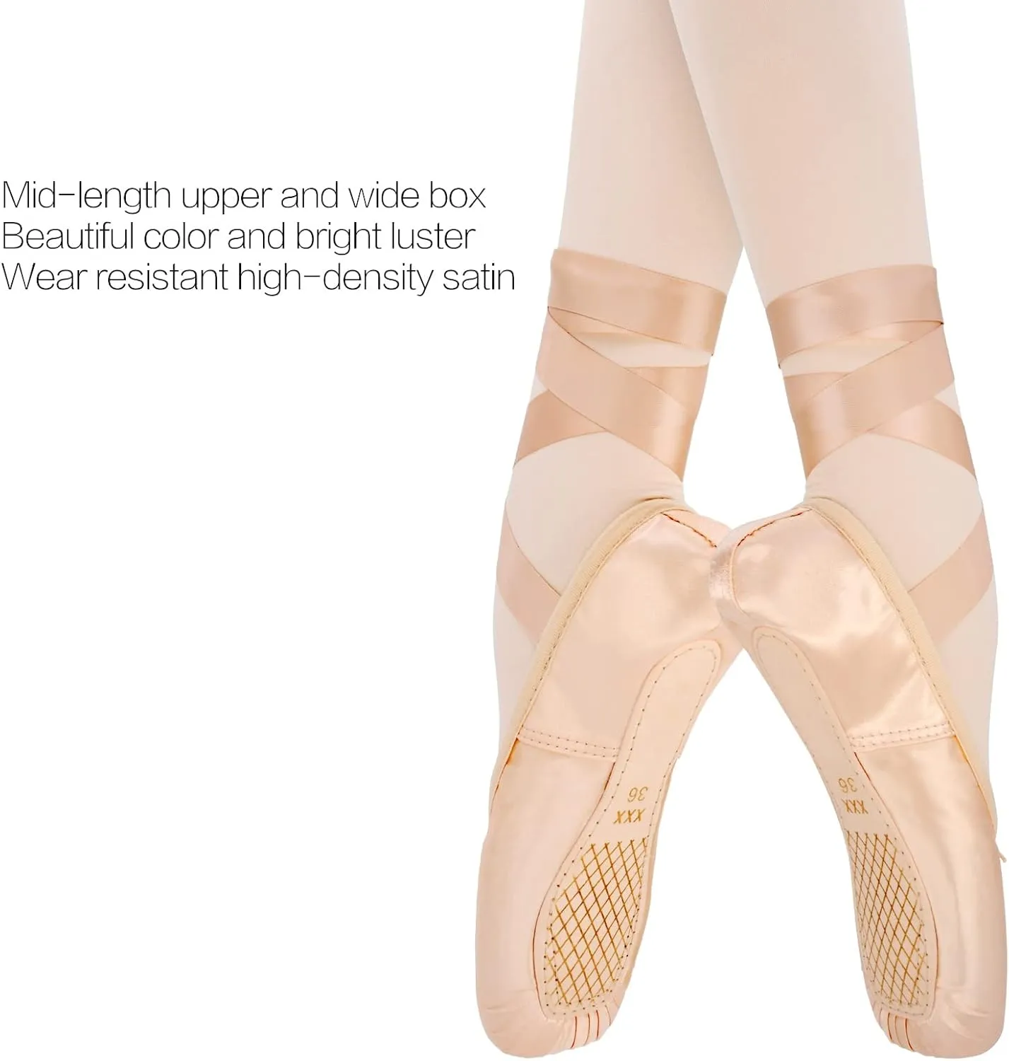 IJONDA Adult Ballet Pointe Shoes for Girls Women with Toe Pads and Mesh Bag