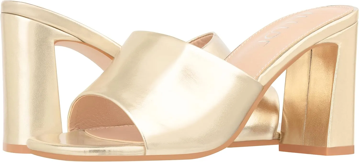 ILLUDE Women’s Block Heel Single Strap Square Toe Heeled Sandal Slip On Mule - Demi