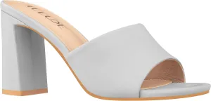 ILLUDE Women’s Block Heel Single Strap Square Toe Heeled Sandal Slip On Mule - Demi