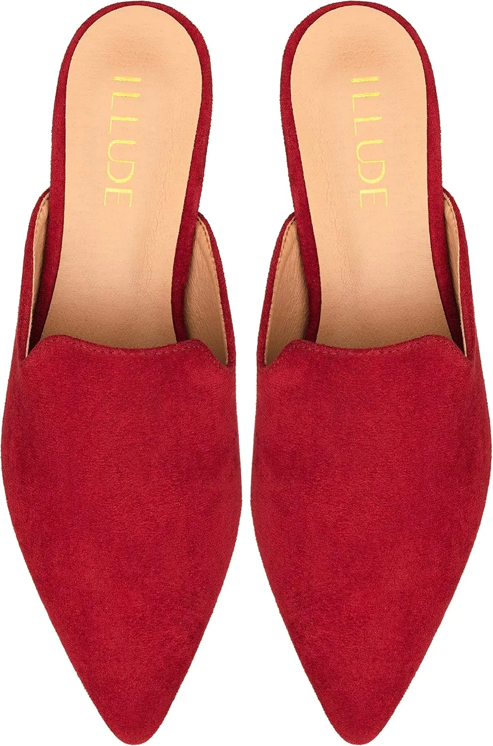 ILLUDE Women's Flat Mules Pointed Toe Backless Slip on Slides Loafer Shoes