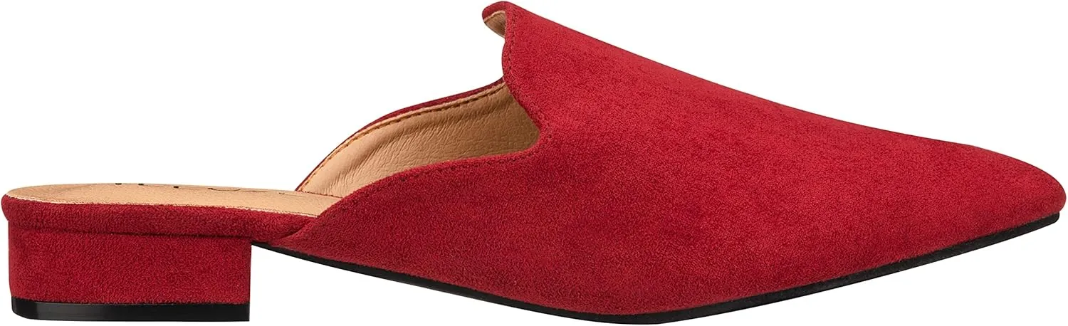 ILLUDE Women's Flat Mules Pointed Toe Backless Slip on Slides Loafer Shoes