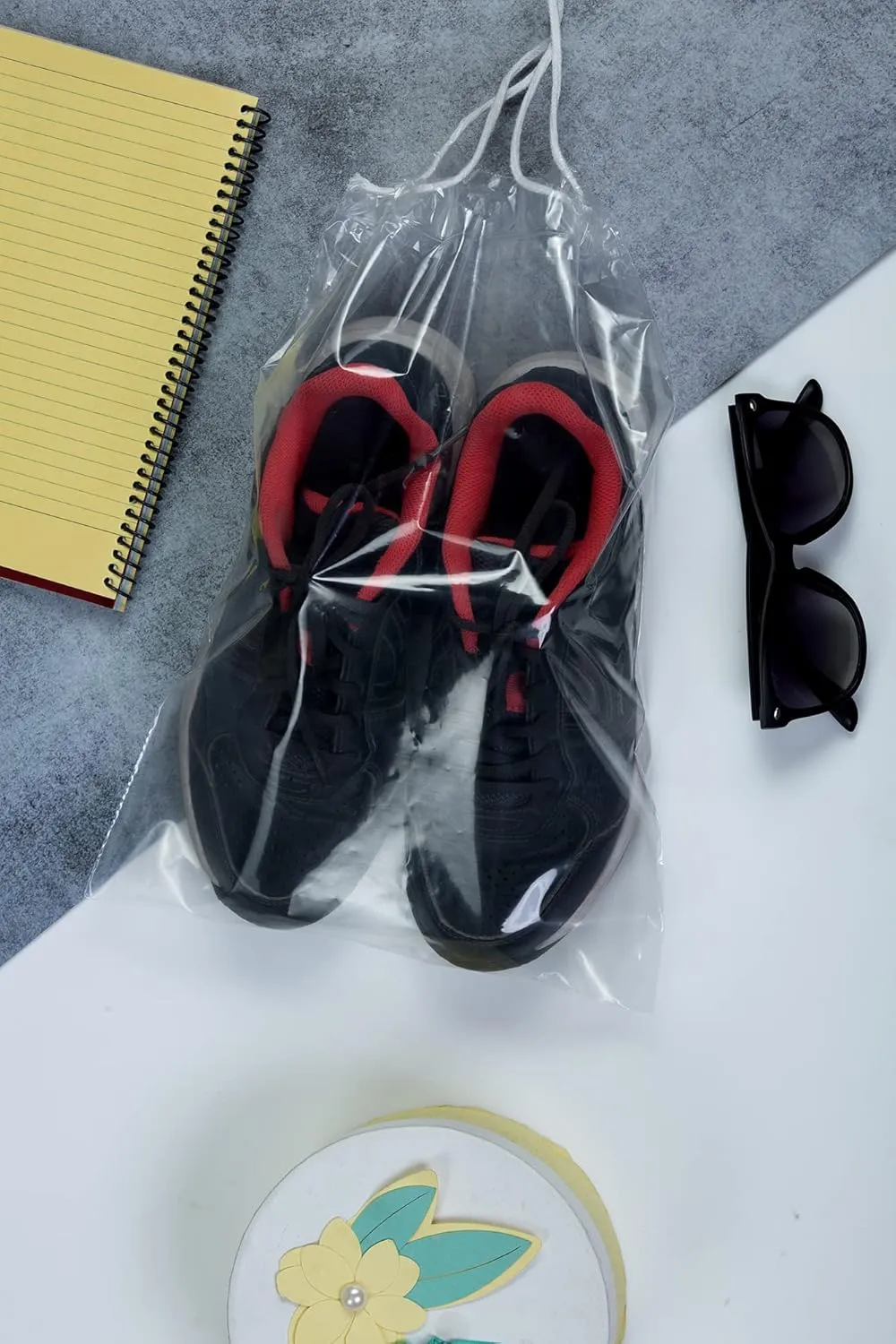 InfinitePack Large Transparent Shoe Bags for Travel, Portable Shoe Bags, Shoes Pouch Storage Organizer with Drawstring for Men & Women aClear Window Shoes Pouch with Rope