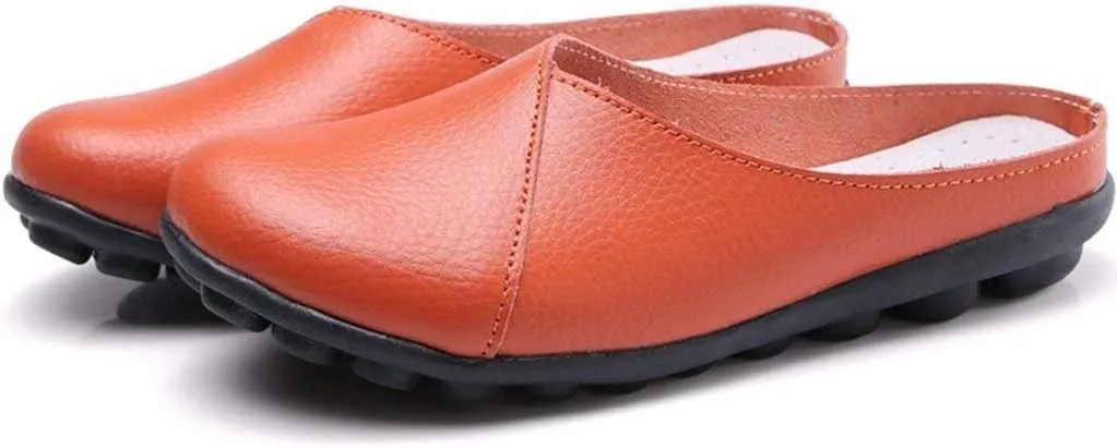 Inornever Women's Mules Slip-on Loafers Shoes Leather Clogs Flats Wallking Slipper Garden Sandal