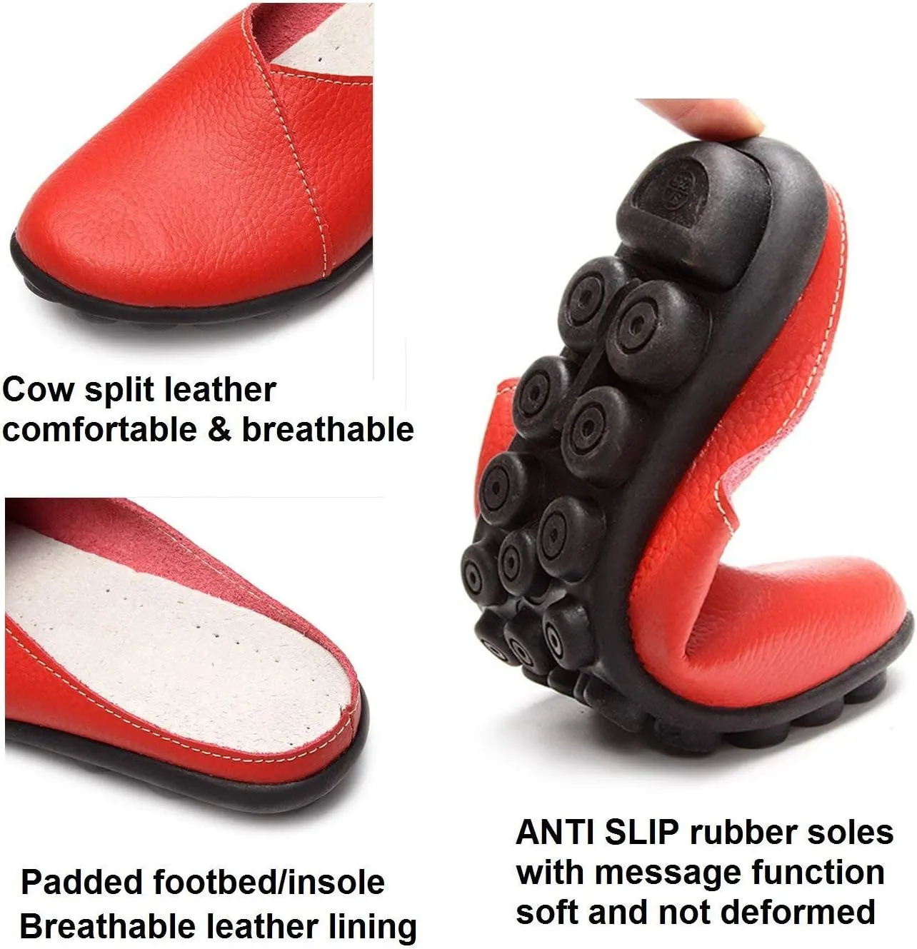 Inornever Women's Mules Slip-on Loafers Shoes Leather Clogs Flats Wallking Slipper Garden Sandal