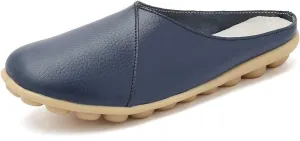 Inornever Women's Mules Slip-on Loafers Shoes Leather Clogs Flats Wallking Slipper Garden Sandal