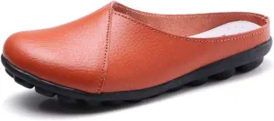 Inornever Women's Mules Slip-on Loafers Shoes Leather Clogs Flats Wallking Slipper Garden Sandal