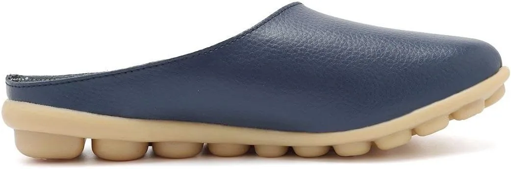Inornever Women's Mules Slip-on Loafers Shoes Leather Clogs Flats Wallking Slipper Garden Sandal