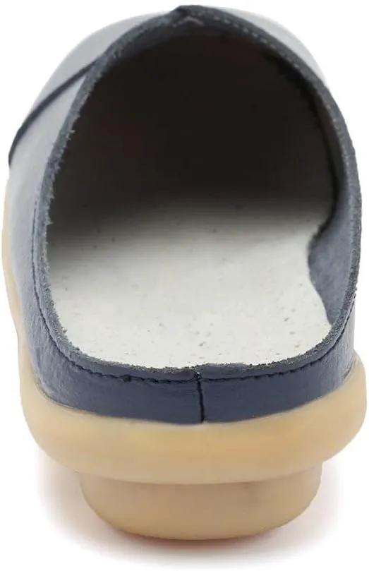 Inornever Women's Mules Slip-on Loafers Shoes Leather Clogs Flats Wallking Slipper Garden Sandal