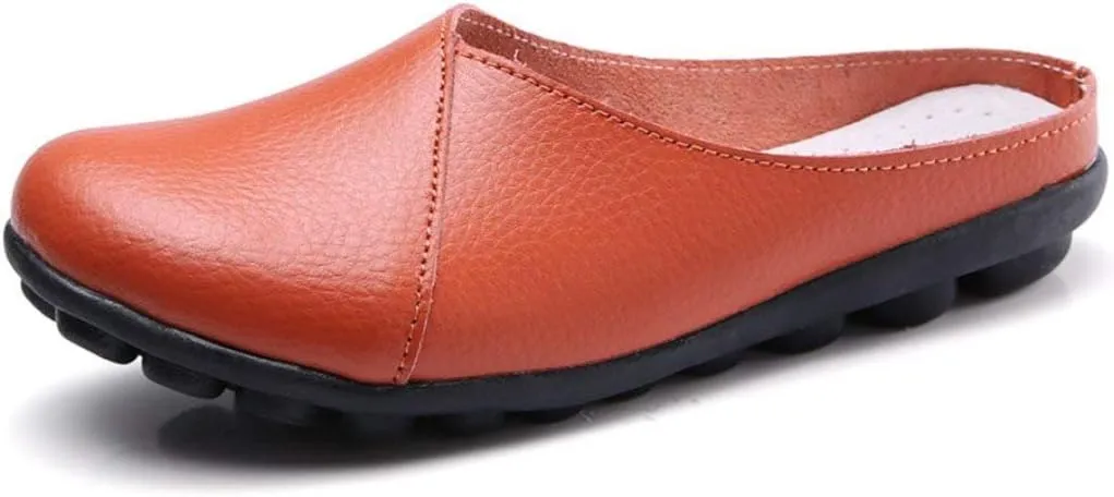 Inornever Women's Mules Slip-on Loafers Shoes Leather Clogs Flats Wallking Slipper Garden Sandal