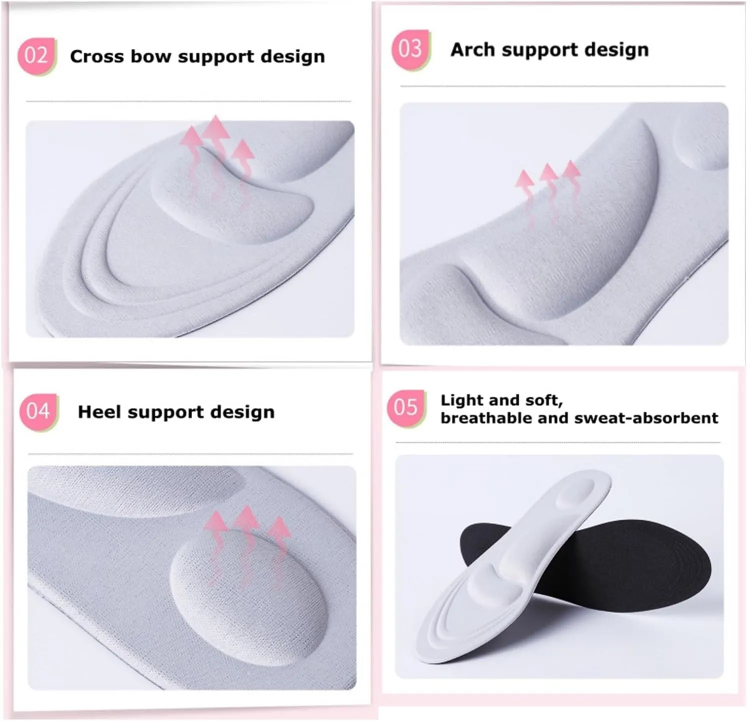Insoles Stretch Breathable Deodorant Running Cushion Sports Anti-slip Template Insole Shoe Pads Sole