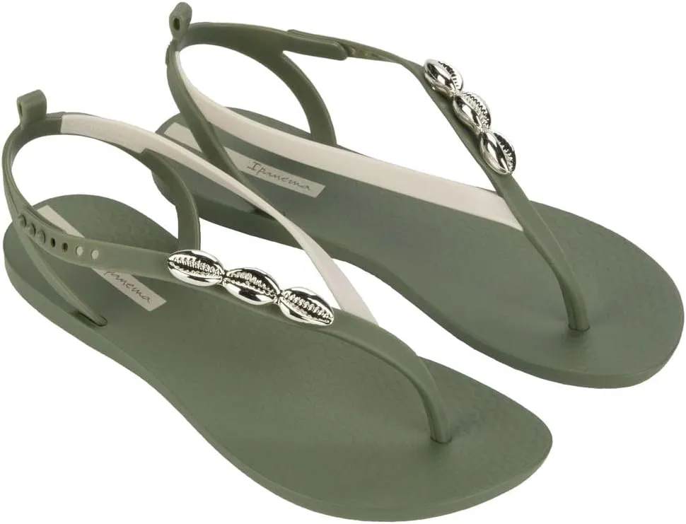 Ipanema Salty Womens Sandals - Lace Up Sandals for Women, Dressy Sandals with Sea Shells, T-Strap Thong Sandals, Tie Up Sandals, Flat Sandals, Summer Dress Sandals, Comfortable