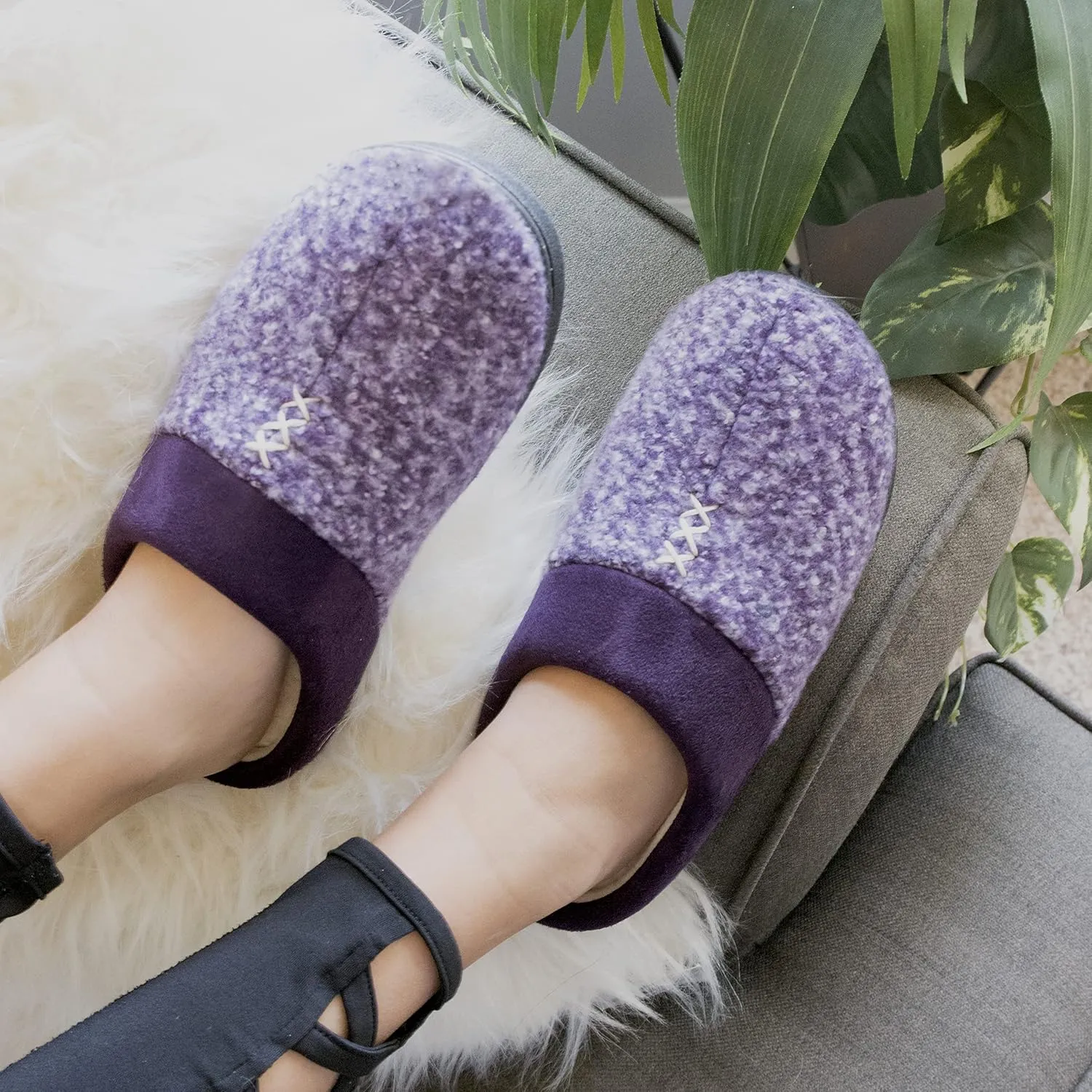 isotoner Women's Memory Foam Heather Knit Jessie Hoodback Eco Comfort Slip-on Slipper
