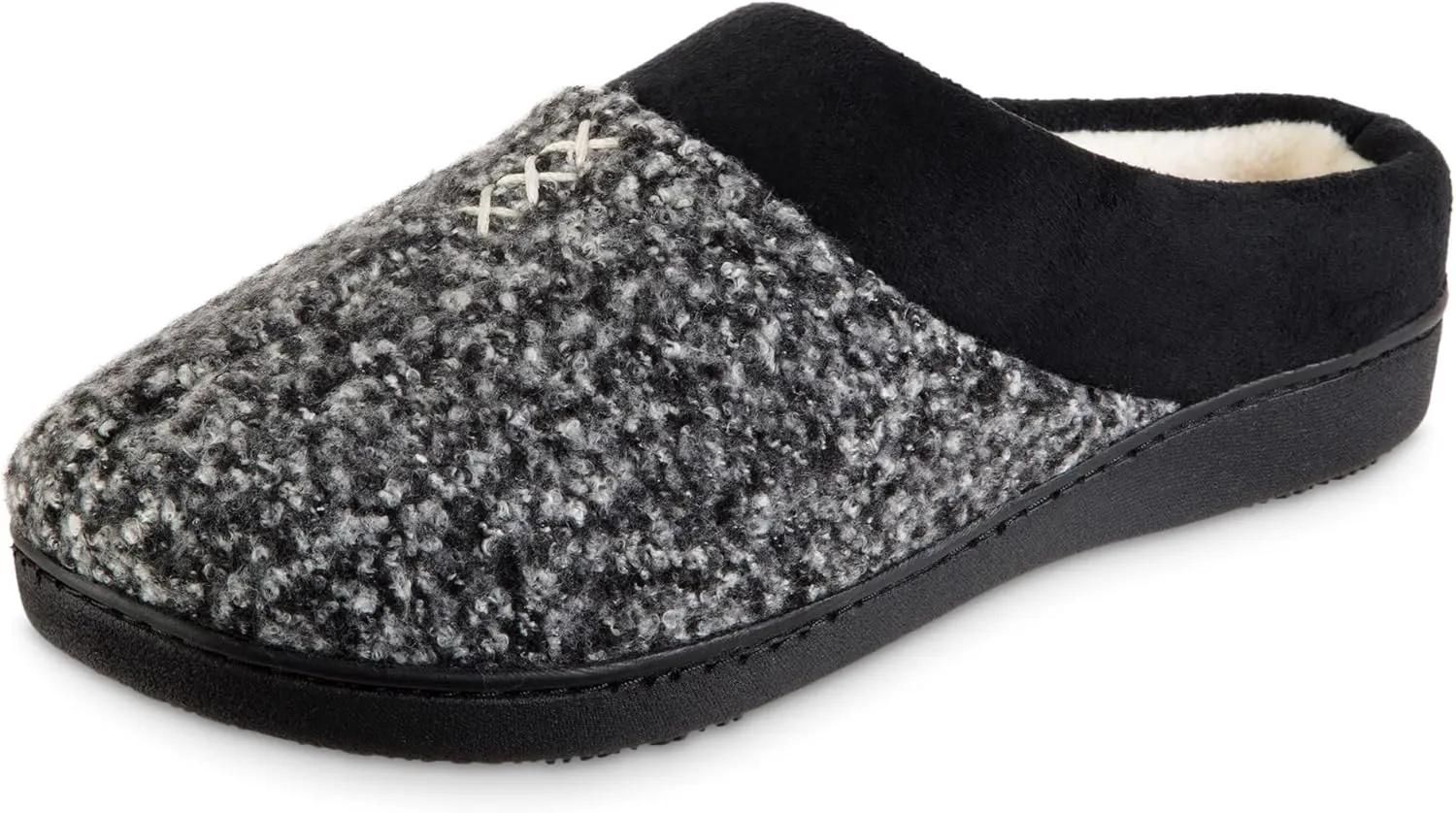 isotoner Women's Memory Foam Heather Knit Jessie Hoodback Eco Comfort Slip-on Slipper