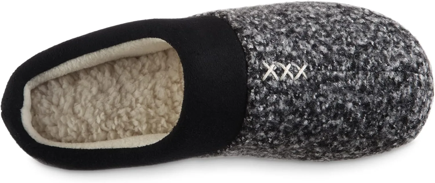 isotoner Women's Memory Foam Heather Knit Jessie Hoodback Eco Comfort Slip-on Slipper