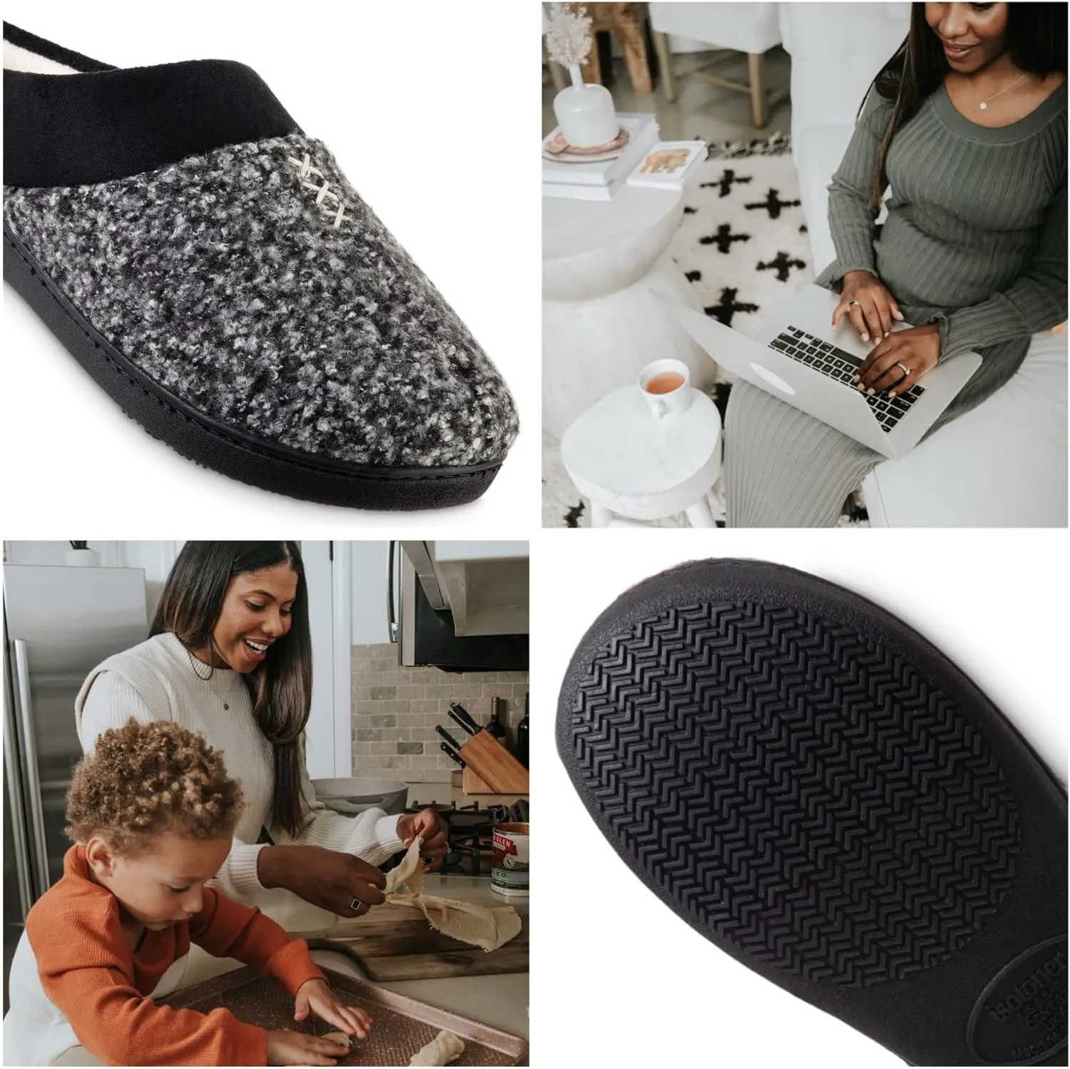 isotoner Women's Memory Foam Heather Knit Jessie Hoodback Eco Comfort Slip-on Slipper