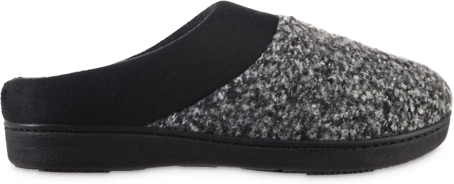 isotoner Women's Memory Foam Heather Knit Jessie Hoodback Eco Comfort Slip-on Slipper