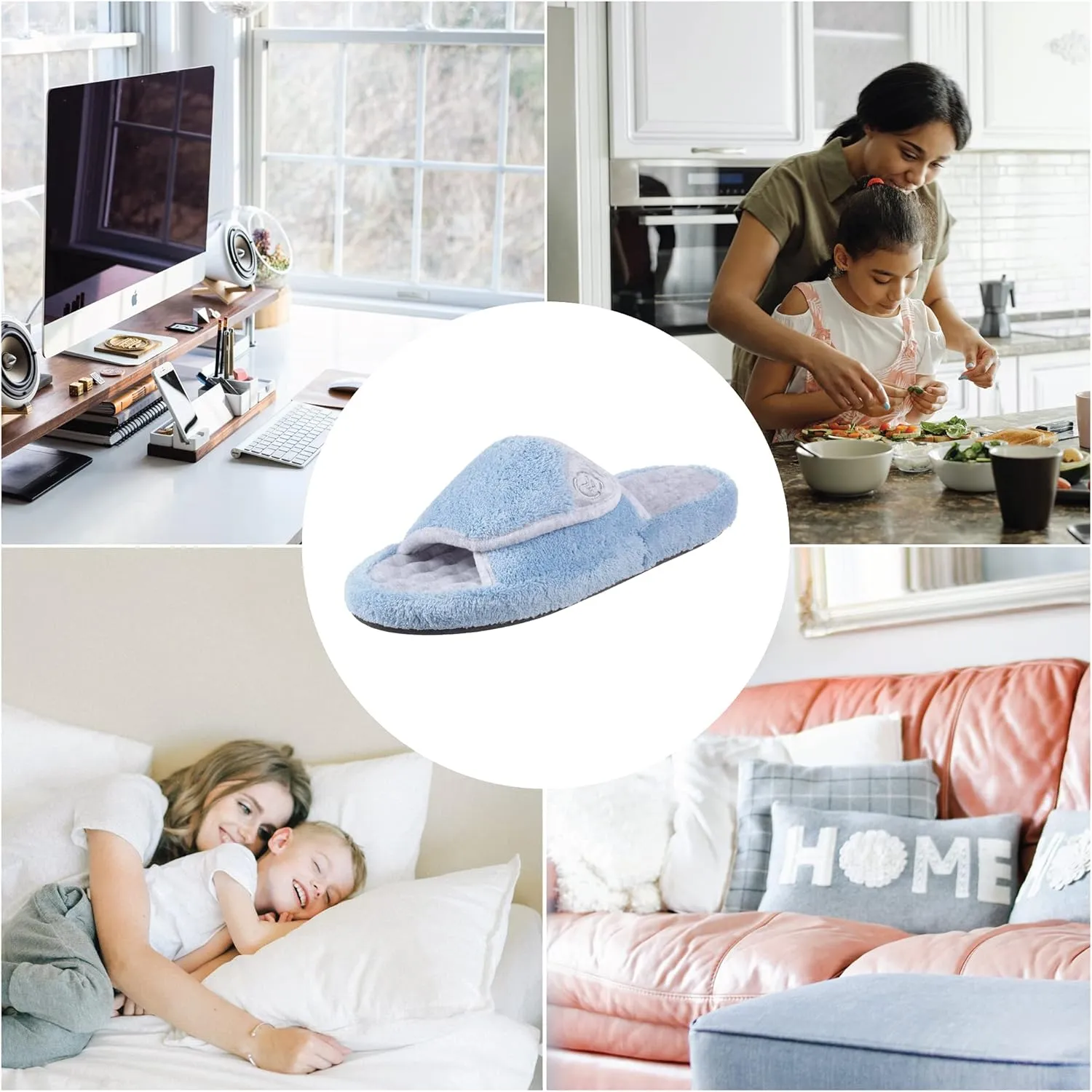 isotoner Women's Terry Spa Slip On Slide Slipper with Memory Foam for Indoor/Outdoor Comfort