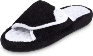 isotoner Women's Terry Spa Slip On Slide Slipper with Memory Foam for Indoor/Outdoor Comfort