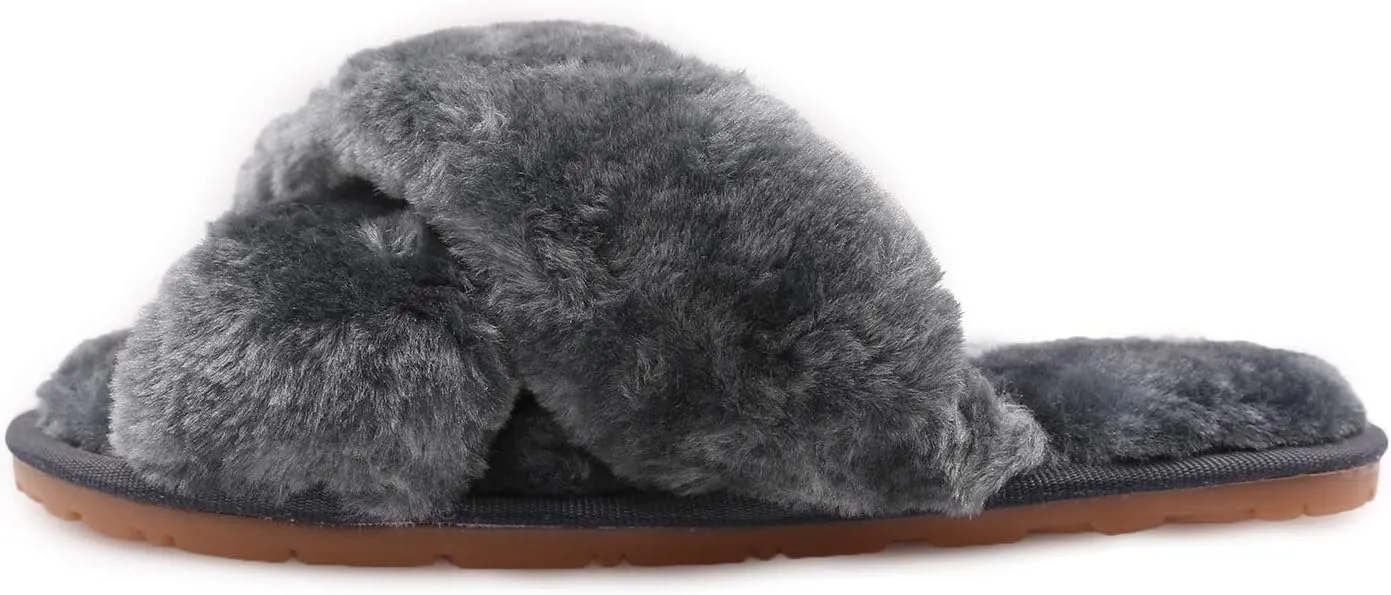 ISZPLUSH Women's Leopard Fuzzy Slippers - Soft Plush Fluffy Slip-On Slides for Home & Bedroom