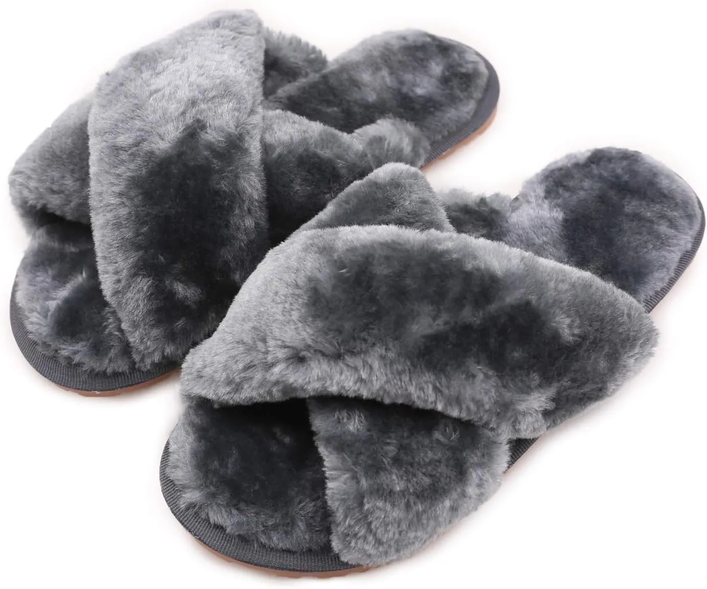 ISZPLUSH Women's Leopard Fuzzy Slippers - Soft Plush Fluffy Slip-On Slides for Home & Bedroom