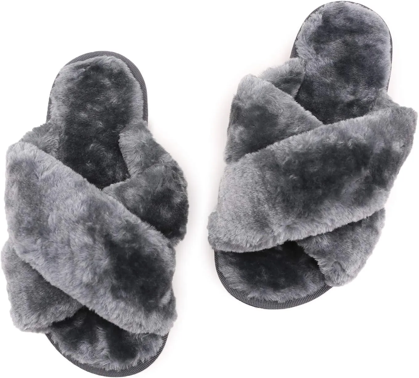 ISZPLUSH Women's Leopard Fuzzy Slippers - Soft Plush Fluffy Slip-On Slides for Home & Bedroom