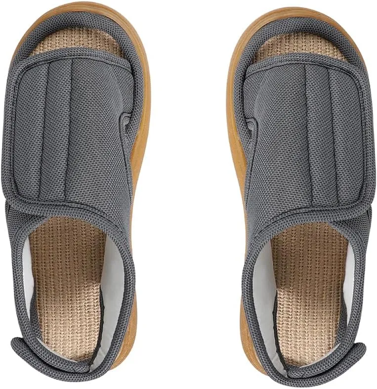 ITODA Extra Wide Diabetic Foot Shoes Swollen Men's Sandals Edema Adjustable Open Toe Diabetic Slippers for Swollen Feet Arthritis Elderly Swelling Neuropathy Lymphedema Surgery Recovery Footwear