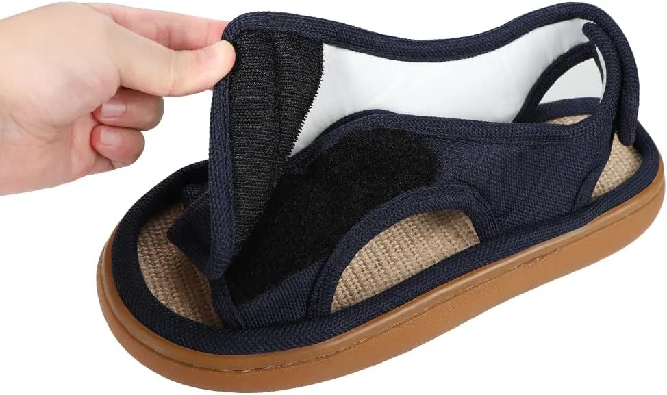 ITODA Extra Wide Diabetic Foot Shoes Swollen Men's Sandals Edema Adjustable Open Toe Diabetic Slippers for Swollen Feet Arthritis Elderly Swelling Neuropathy Lymphedema Surgery Recovery Footwear