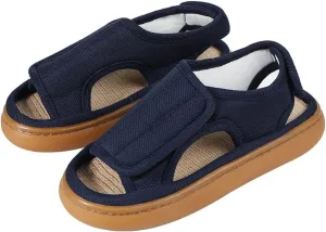 ITODA Extra Wide Diabetic Foot Shoes Swollen Men's Sandals Edema Adjustable Open Toe Diabetic Slippers for Swollen Feet Arthritis Elderly Swelling Neuropathy Lymphedema Surgery Recovery Footwear