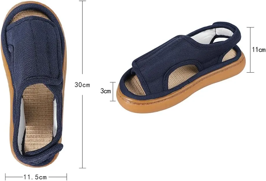 ITODA Extra Wide Diabetic Foot Shoes Swollen Men's Sandals Edema Adjustable Open Toe Diabetic Slippers for Swollen Feet Arthritis Elderly Swelling Neuropathy Lymphedema Surgery Recovery Footwear