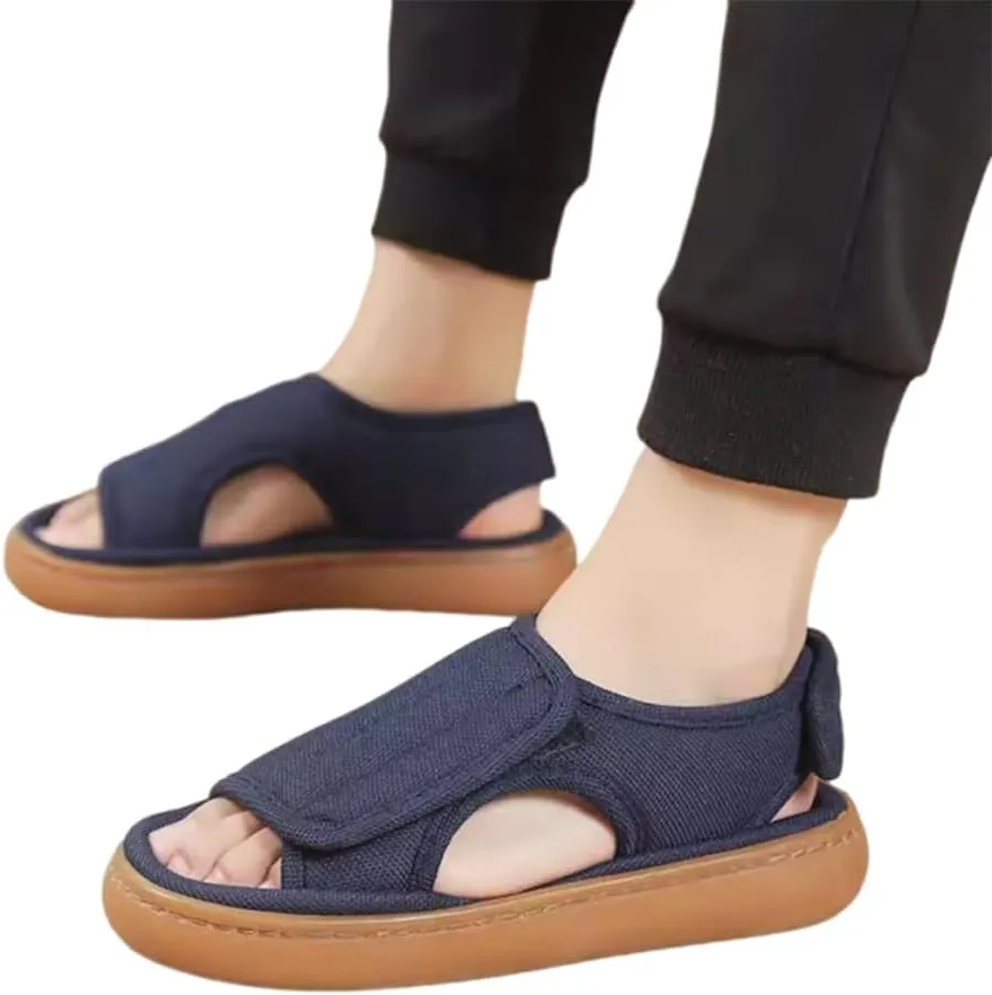 ITODA Extra Wide Diabetic Foot Shoes Swollen Men's Sandals Edema Adjustable Open Toe Diabetic Slippers for Swollen Feet Arthritis Elderly Swelling Neuropathy Lymphedema Surgery Recovery Footwear