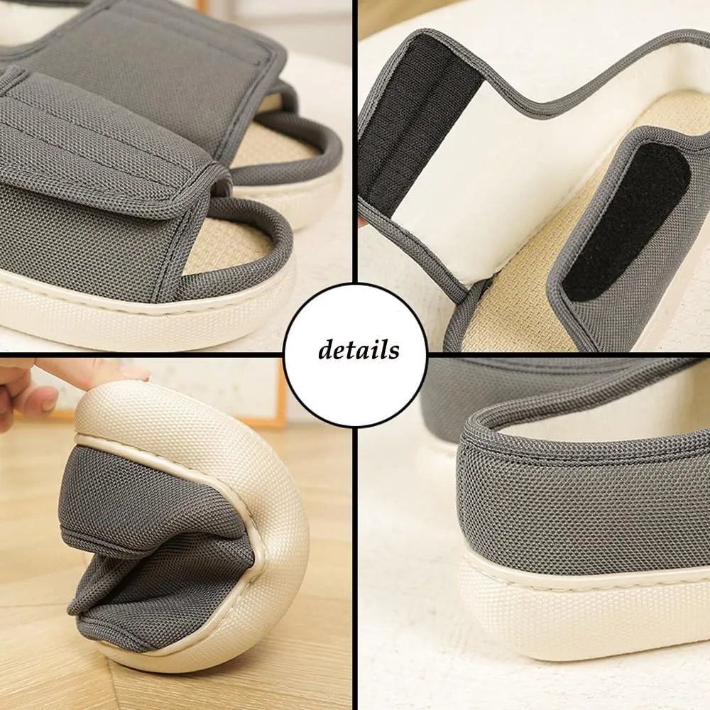 ITODA Open Toe Diabetic Sandals for Men Women Extra Wide Width Adjustable Edema Diabetic Slippers for Swollen Feet Arthritis Elderly Swelling Neuropathy Lymphedema Surgery Recovery Footwear