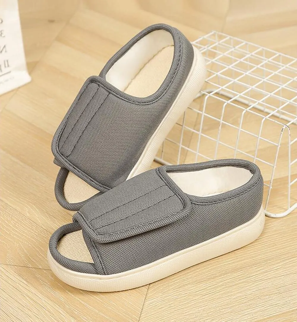 ITODA Open Toe Diabetic Sandals for Men Women Extra Wide Width Adjustable Edema Diabetic Slippers for Swollen Feet Arthritis Elderly Swelling Neuropathy Lymphedema Surgery Recovery Footwear