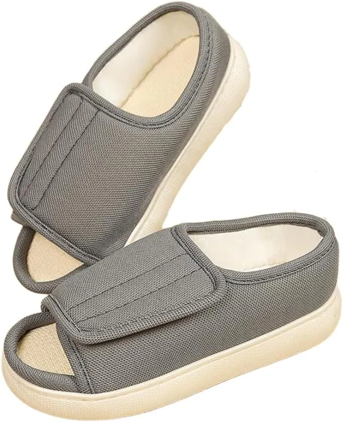 ITODA Open Toe Diabetic Sandals for Men Women Extra Wide Width Adjustable Edema Diabetic Slippers for Swollen Feet Arthritis Elderly Swelling Neuropathy Lymphedema Surgery Recovery Footwear