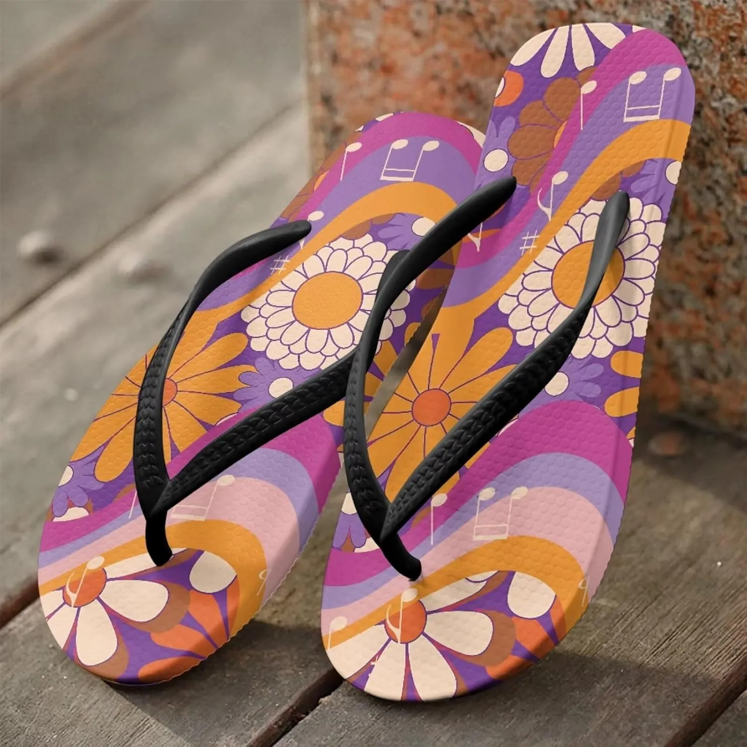 Jeiento 70S Flip Flops for Women Non Slip Beach Thong Sandals Slip On Bathroom Shower Shoes Comfort Walking Footwear Casual Shoes