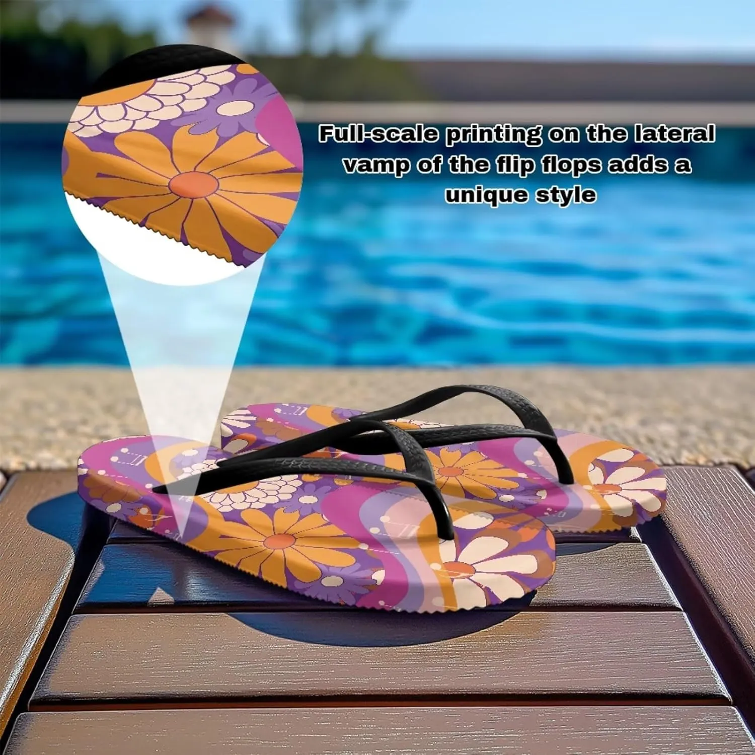 Jeiento 70S Flip Flops for Women Non Slip Beach Thong Sandals Slip On Bathroom Shower Shoes Comfort Walking Footwear Casual Shoes