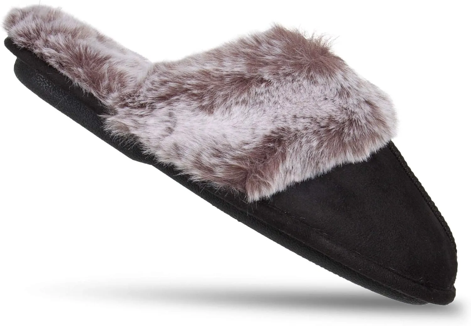 Jessica Simpson Women's Comfy Faux Fur House Slipper Slip-On Scuff Memory Foam Soft Plush Lining
