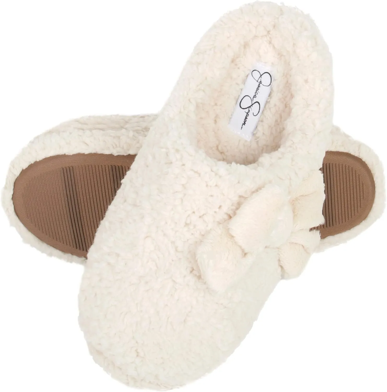 Jessica Simpson Women's Plush Marshmallow Slide on House Slipper Clog with Memory Foam