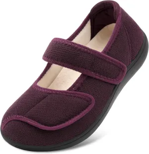 JOINFREE Womens Wide Diabetic Slippers Adjustable Comfort House Shoes Extra Wide Width Edema Swollen Arthritis Bedroom Slipper Indoor Outdoor